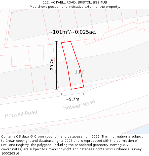 112, HOTWELL ROAD, BRISTOL, BS8 4UB: Plot and title map