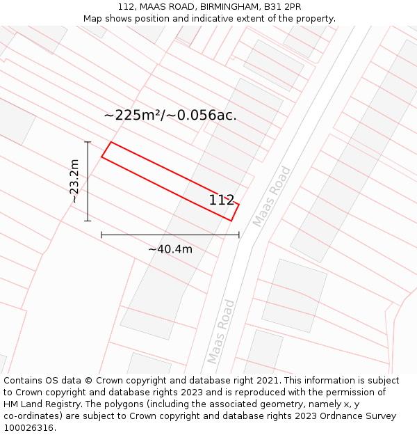 112, MAAS ROAD, BIRMINGHAM, B31 2PR: Plot and title map