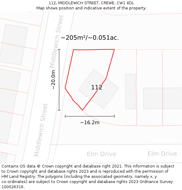 112, MIDDLEWICH STREET, CREWE, CW1 4DL: Plot and title map