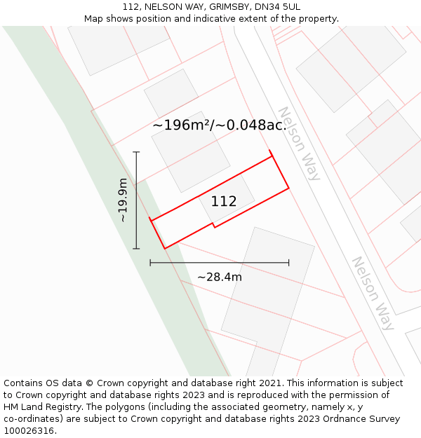 112, NELSON WAY, GRIMSBY, DN34 5UL: Plot and title map