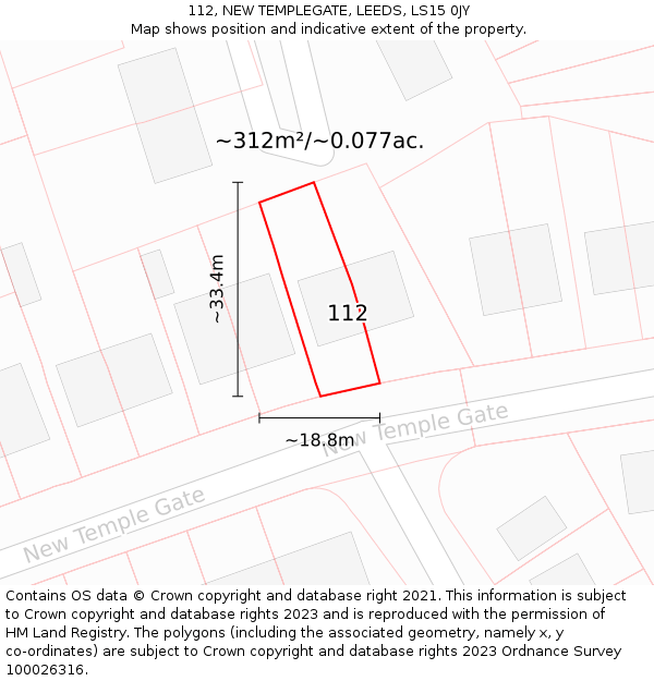 112, NEW TEMPLEGATE, LEEDS, LS15 0JY: Plot and title map