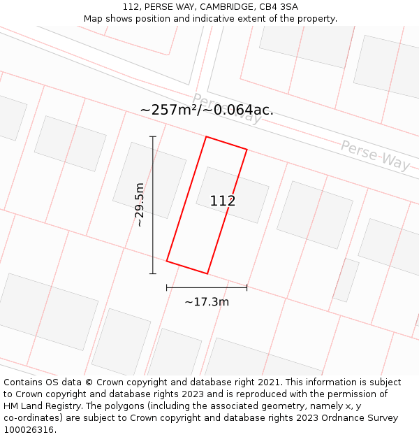 112, PERSE WAY, CAMBRIDGE, CB4 3SA: Plot and title map