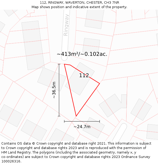 112, RINGWAY, WAVERTON, CHESTER, CH3 7NR: Plot and title map