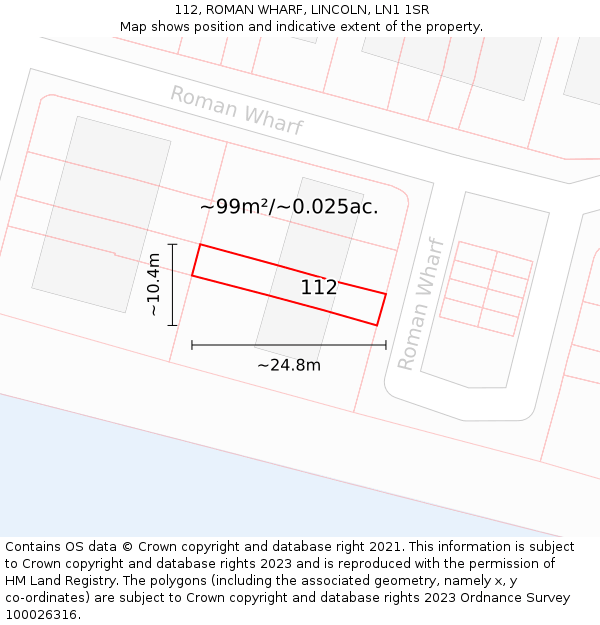112, ROMAN WHARF, LINCOLN, LN1 1SR: Plot and title map
