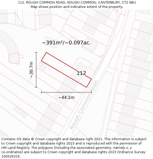 112, ROUGH COMMON ROAD, ROUGH COMMON, CANTERBURY, CT2 9BU: Plot and title map