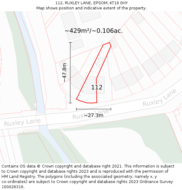 112, RUXLEY LANE, EPSOM, KT19 0HY: Plot and title map