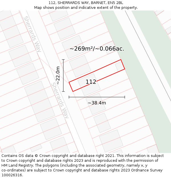 112, SHERRARDS WAY, BARNET, EN5 2BL: Plot and title map