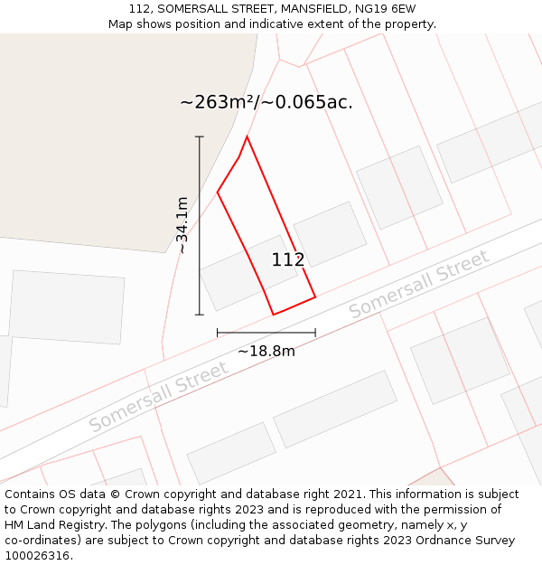 112, SOMERSALL STREET, MANSFIELD, NG19 6EW: Plot and title map