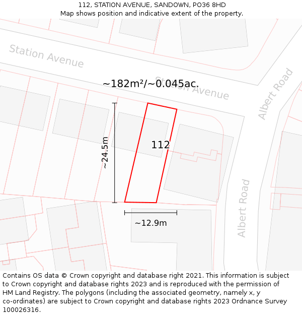 112, STATION AVENUE, SANDOWN, PO36 8HD: Plot and title map