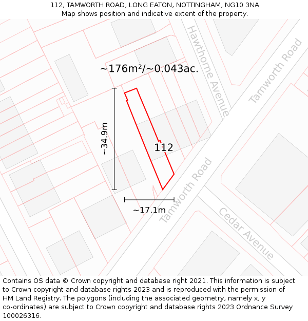 112, TAMWORTH ROAD, LONG EATON, NOTTINGHAM, NG10 3NA: Plot and title map