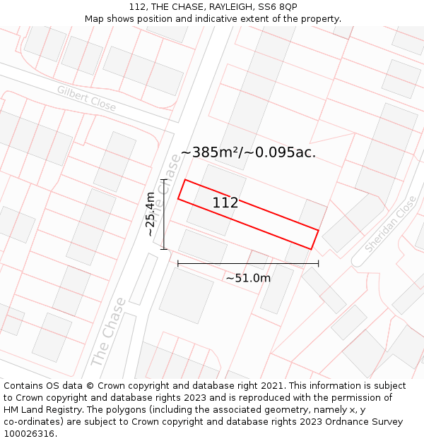 112, THE CHASE, RAYLEIGH, SS6 8QP: Plot and title map