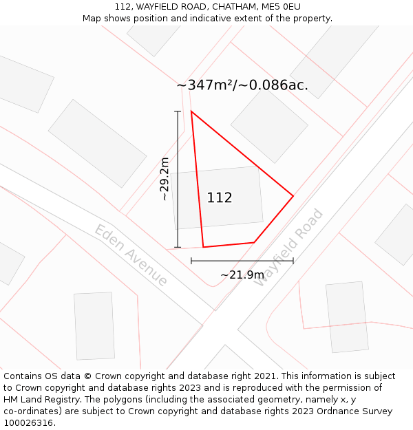 112, WAYFIELD ROAD, CHATHAM, ME5 0EU: Plot and title map
