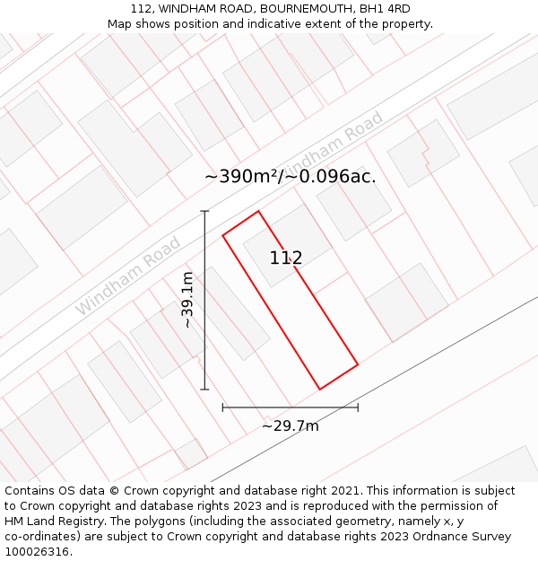 112, WINDHAM ROAD, BOURNEMOUTH, BH1 4RD: Plot and title map