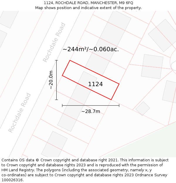 1124, ROCHDALE ROAD, MANCHESTER, M9 6FQ: Plot and title map