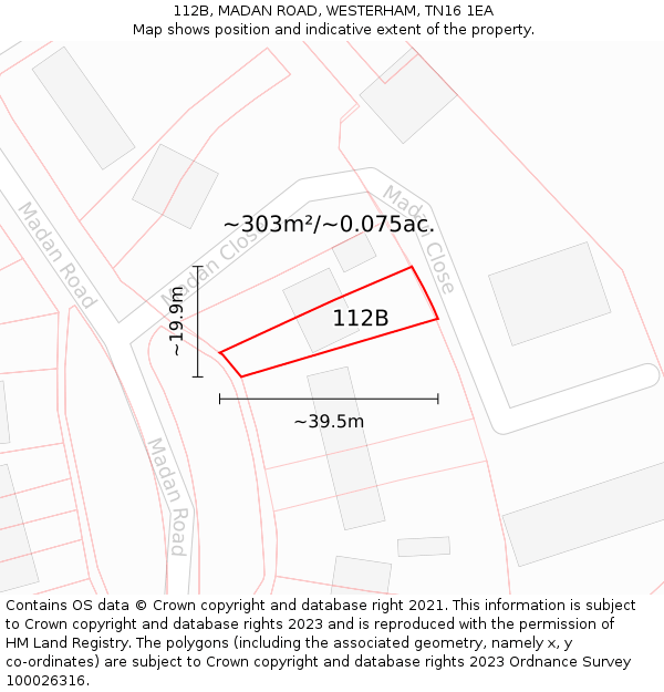 112B, MADAN ROAD, WESTERHAM, TN16 1EA: Plot and title map