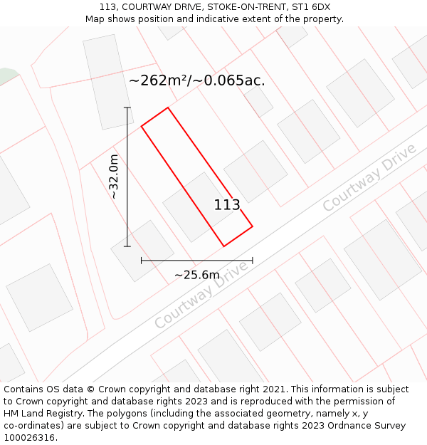 113, COURTWAY DRIVE, STOKE-ON-TRENT, ST1 6DX: Plot and title map