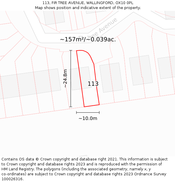 113, FIR TREE AVENUE, WALLINGFORD, OX10 0PL: Plot and title map