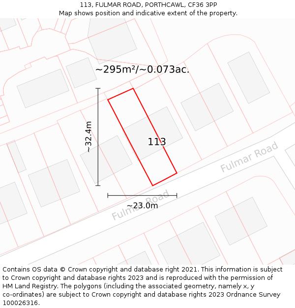 113, FULMAR ROAD, PORTHCAWL, CF36 3PP: Plot and title map
