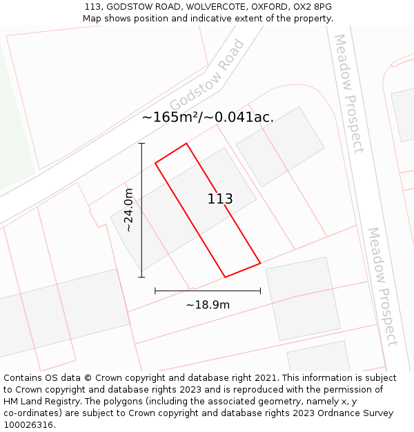 113, GODSTOW ROAD, WOLVERCOTE, OXFORD, OX2 8PG: Plot and title map