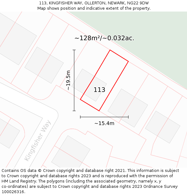 113, KINGFISHER WAY, OLLERTON, NEWARK, NG22 9DW: Plot and title map
