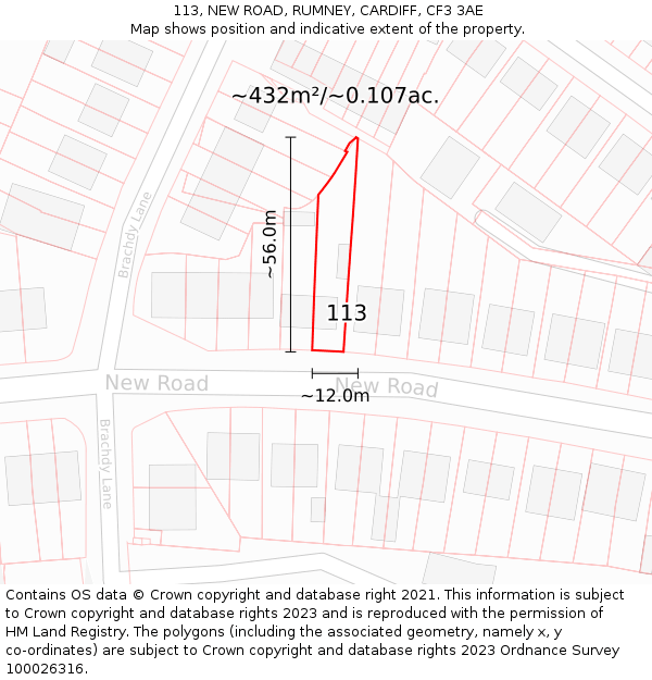 113, NEW ROAD, RUMNEY, CARDIFF, CF3 3AE: Plot and title map