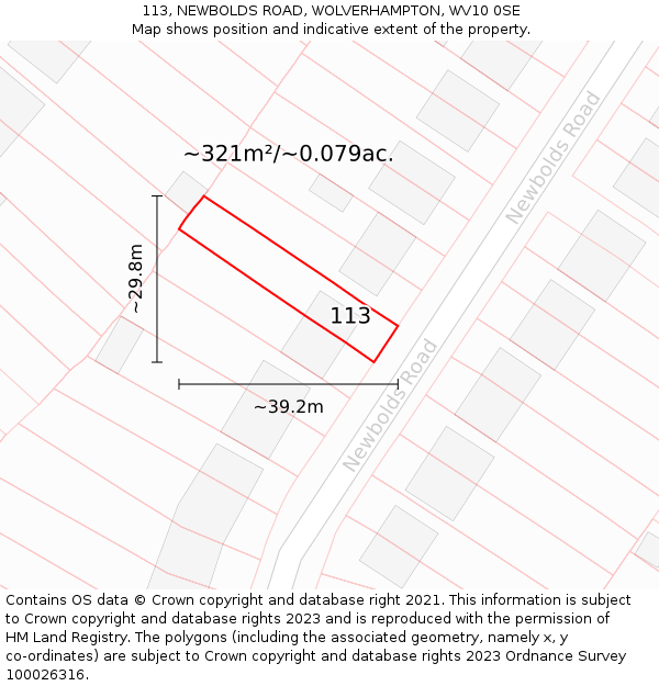 113, NEWBOLDS ROAD, WOLVERHAMPTON, WV10 0SE: Plot and title map