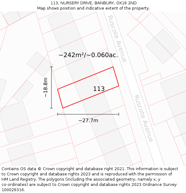 113, NURSERY DRIVE, BANBURY, OX16 2ND: Plot and title map