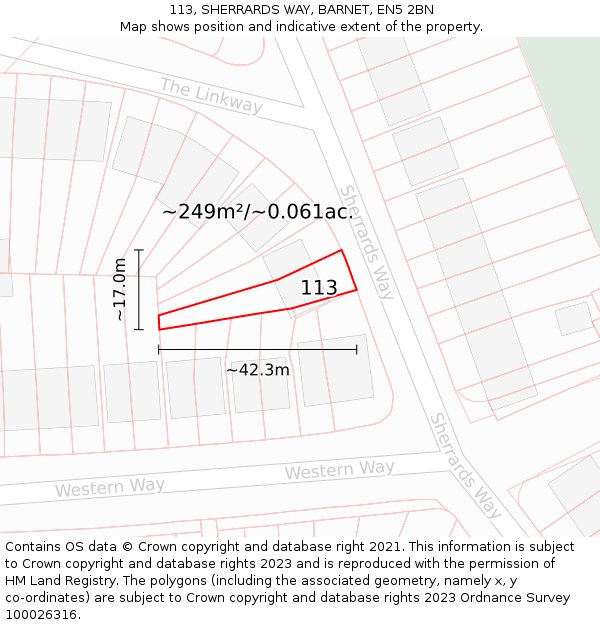 113, SHERRARDS WAY, BARNET, EN5 2BN: Plot and title map