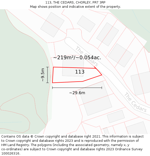113, THE CEDARS, CHORLEY, PR7 3RP: Plot and title map