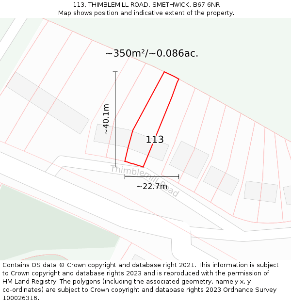 113, THIMBLEMILL ROAD, SMETHWICK, B67 6NR: Plot and title map