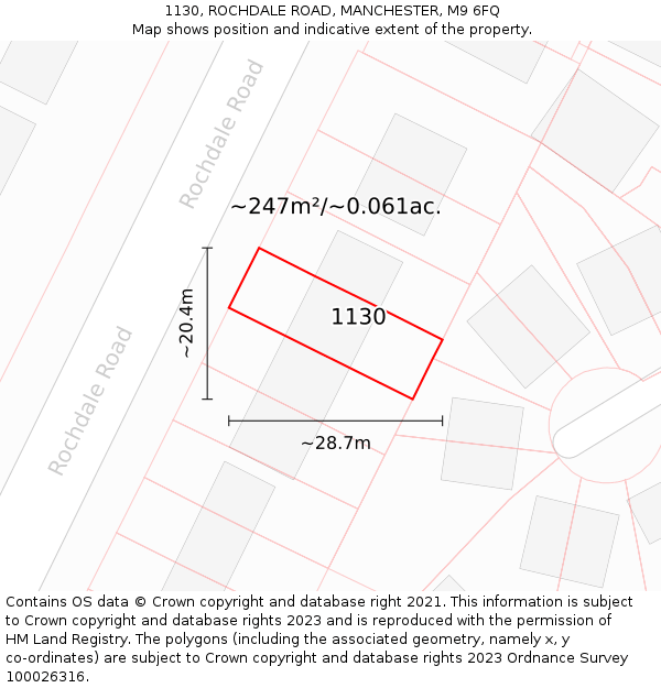 1130, ROCHDALE ROAD, MANCHESTER, M9 6FQ: Plot and title map