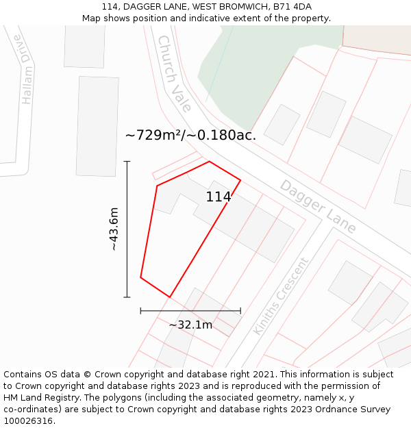 114, DAGGER LANE, WEST BROMWICH, B71 4DA: Plot and title map