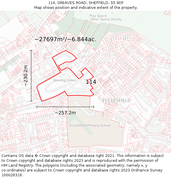 114, GREAVES ROAD, SHEFFIELD, S5 9DF: Plot and title map