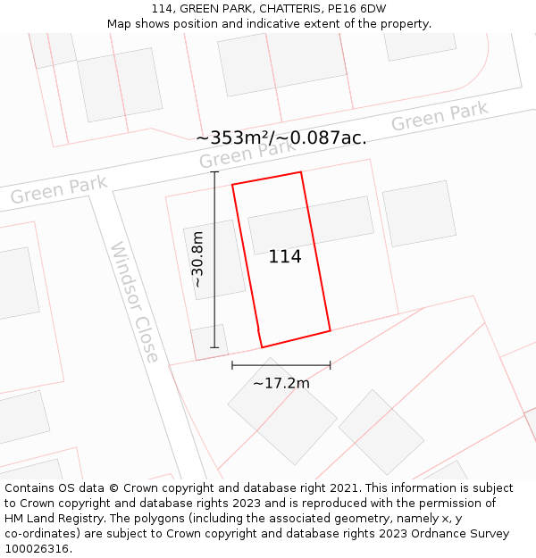 114, GREEN PARK, CHATTERIS, PE16 6DW: Plot and title map