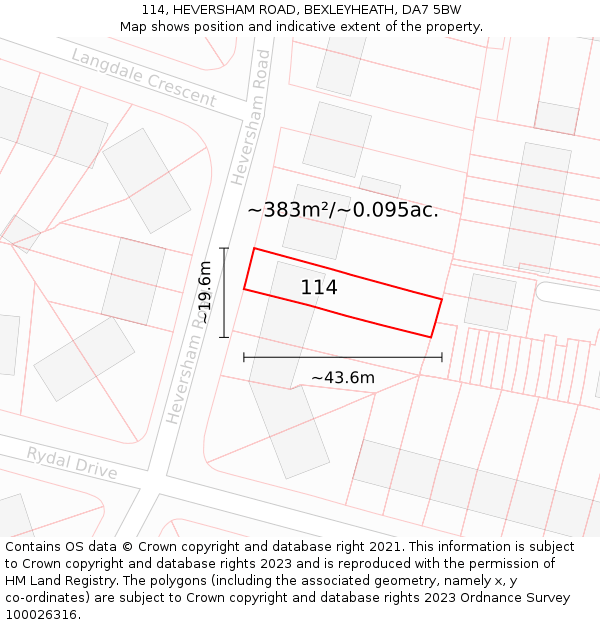 114, HEVERSHAM ROAD, BEXLEYHEATH, DA7 5BW: Plot and title map
