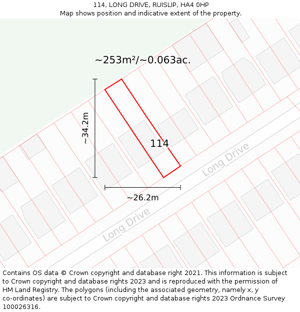 114, LONG DRIVE, RUISLIP, HA4 0HP: Plot and title map