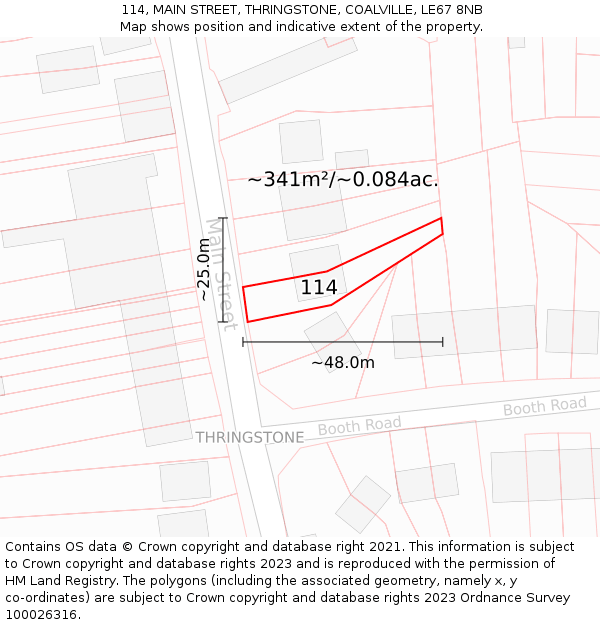 114, MAIN STREET, THRINGSTONE, COALVILLE, LE67 8NB: Plot and title map
