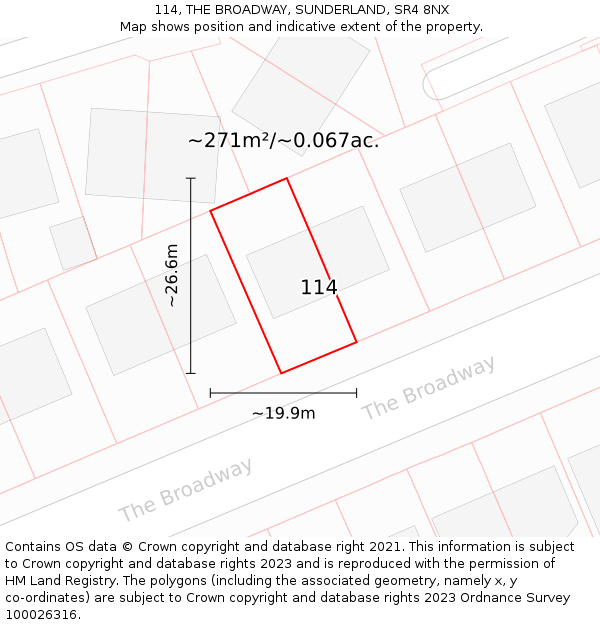 114, THE BROADWAY, SUNDERLAND, SR4 8NX: Plot and title map