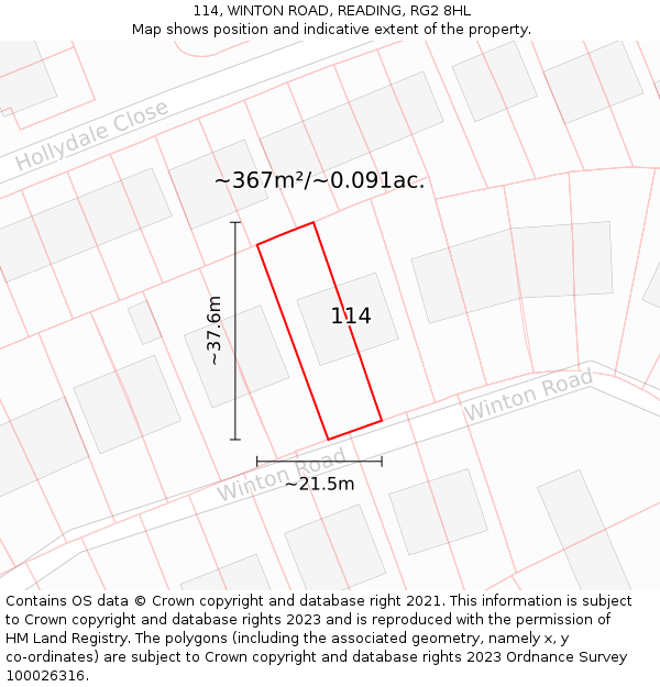114, WINTON ROAD, READING, RG2 8HL: Plot and title map