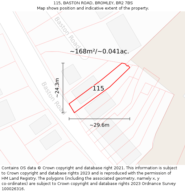 115, BASTON ROAD, BROMLEY, BR2 7BS: Plot and title map