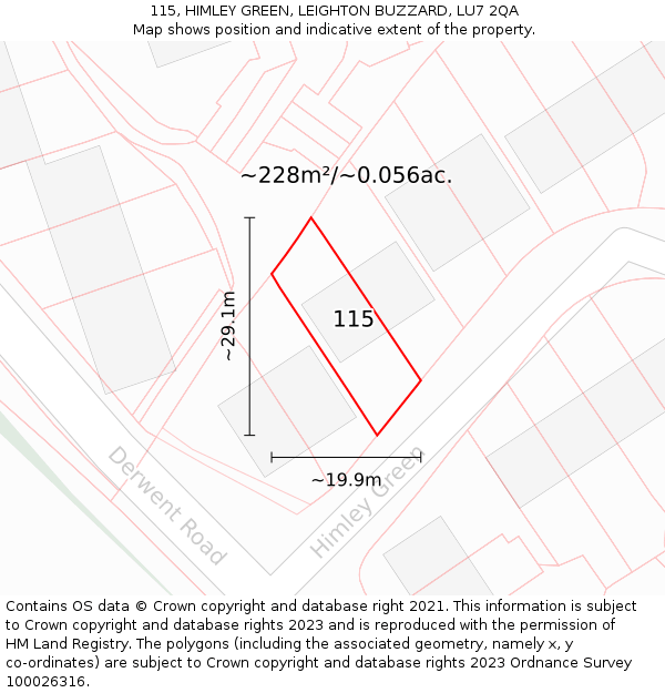 115, HIMLEY GREEN, LEIGHTON BUZZARD, LU7 2QA: Plot and title map