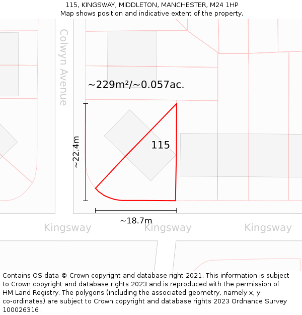 115, KINGSWAY, MIDDLETON, MANCHESTER, M24 1HP: Plot and title map