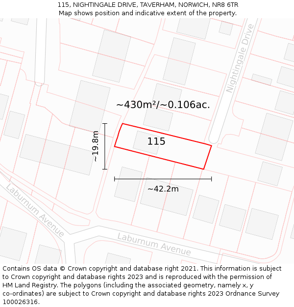 115, NIGHTINGALE DRIVE, TAVERHAM, NORWICH, NR8 6TR: Plot and title map