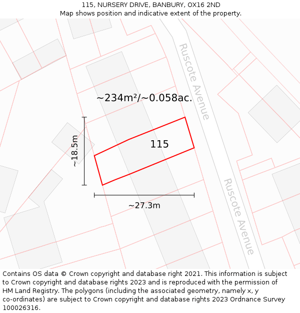 115, NURSERY DRIVE, BANBURY, OX16 2ND: Plot and title map