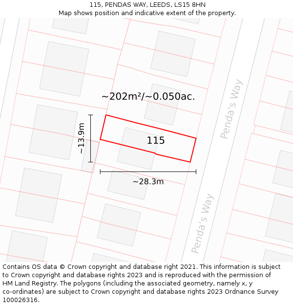 115, PENDAS WAY, LEEDS, LS15 8HN: Plot and title map