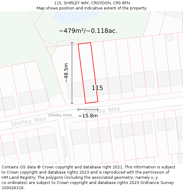 115, SHIRLEY WAY, CROYDON, CR0 8PN: Plot and title map