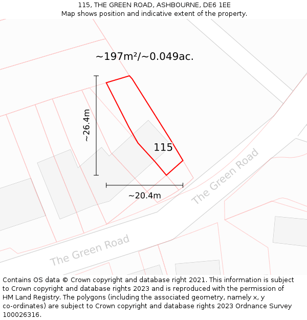 115, THE GREEN ROAD, ASHBOURNE, DE6 1EE: Plot and title map