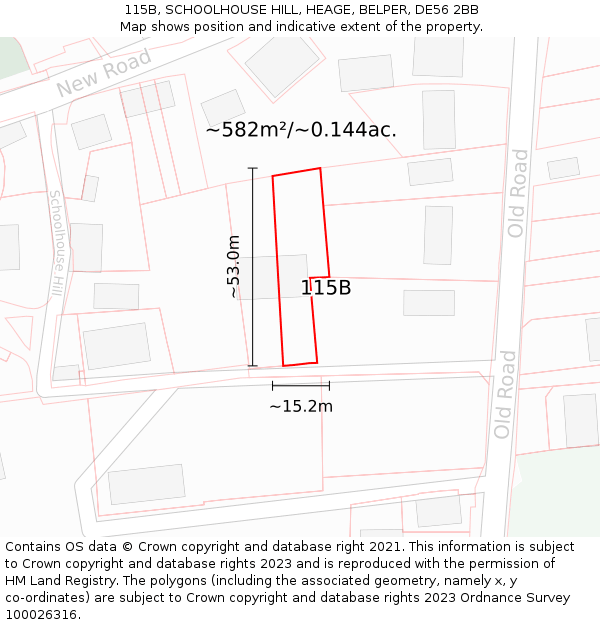 115B, SCHOOLHOUSE HILL, HEAGE, BELPER, DE56 2BB: Plot and title map
