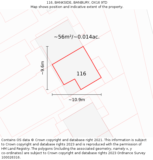 116, BANKSIDE, BANBURY, OX16 9TD: Plot and title map