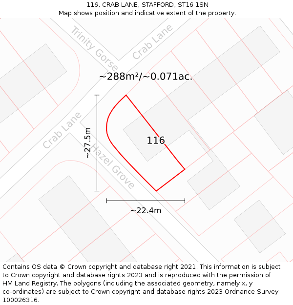 116, CRAB LANE, STAFFORD, ST16 1SN: Plot and title map